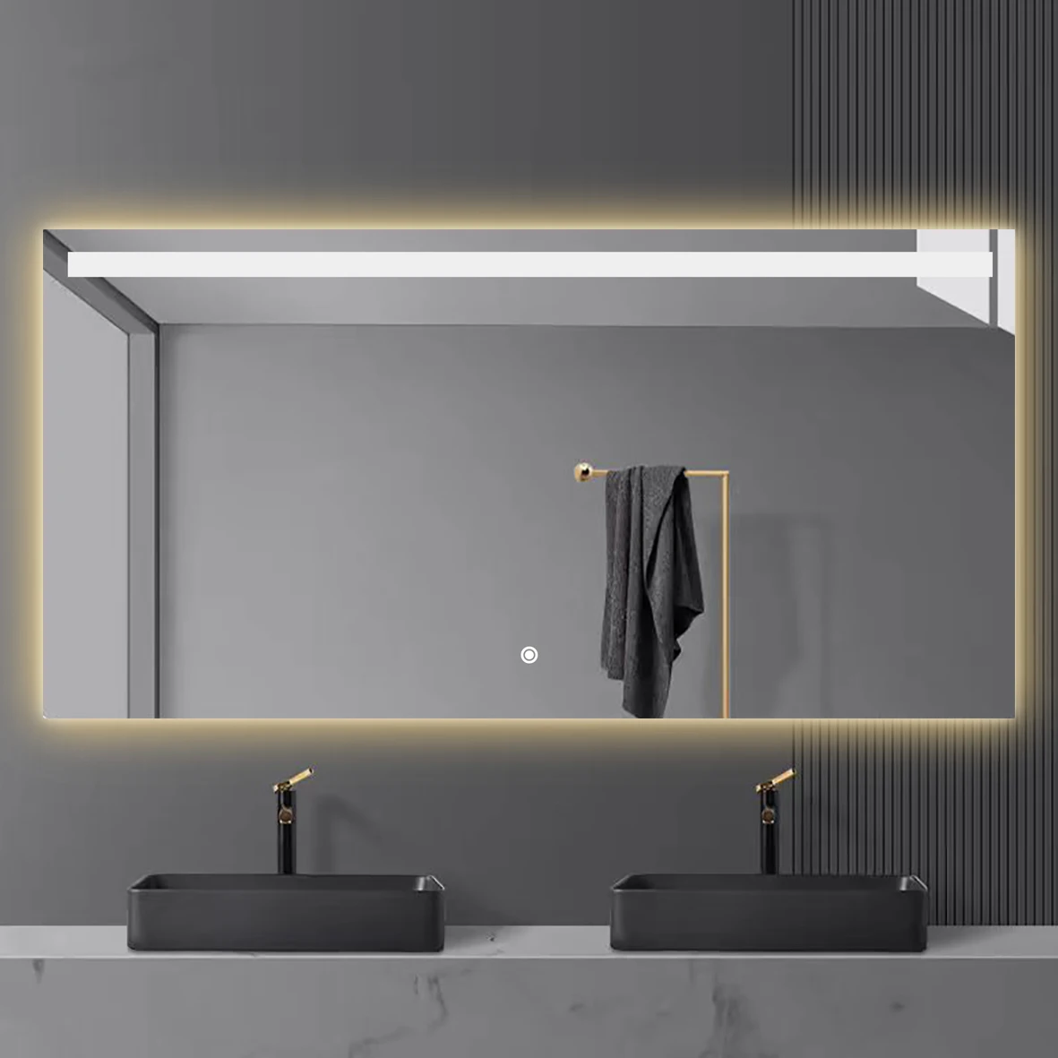 E104H60120 Wall Mounted space aluminium combination toilet lens ark Illuminated Lighted  LED Bathroom Mirror 60*12060*120