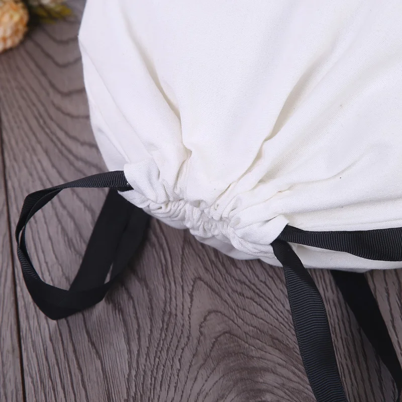 Простой белый Хлопковый пылесборник для сумки на шнурке