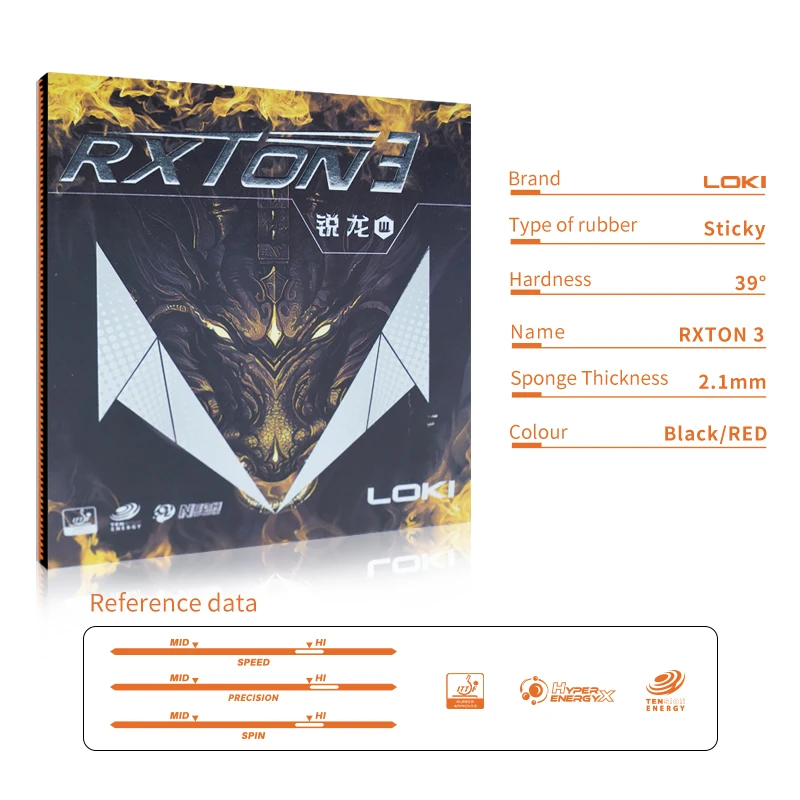 Loki Rxton 3 новинка Модернизированная резиновая лопатка для пинг-понга высокоплотная губка профессиональный одобренный ittf резиновый Настольный теннис