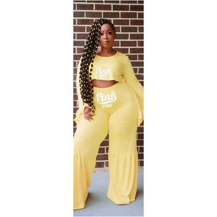 Solid Color Long Sleeve Leggings Tops Two-piece Set Women Tracksuit