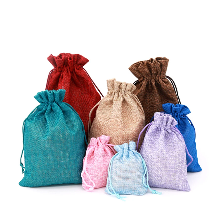 Eco-friendly natural burlap drawstring bag for gifts Jewelry Boxes package Jewelry Packaging & Display Other Textile Packaging
