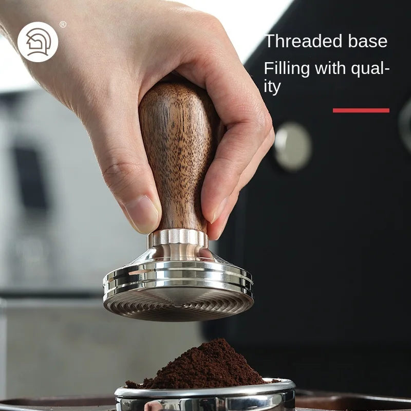 Zero Hero Italian 58mm Coffee Powder Press Eco-Friendly Metal Hammer Extraction Handle with Walnut Filler Threaded for Barista