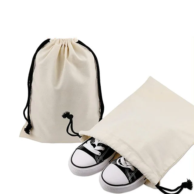 Recycled Organic Cotton Canvas Drawstring Shoe Dust Bags With Logo Dustbag For Shoes Screen Printed
