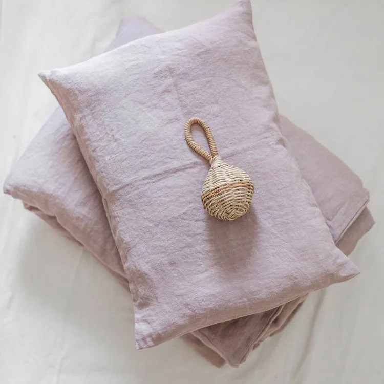 Newborn Antiallergic Neutral Stone Washed French Flax Linen Baby Fitted Crib Sheets Cot Sheet Soft Kid Bedding Set