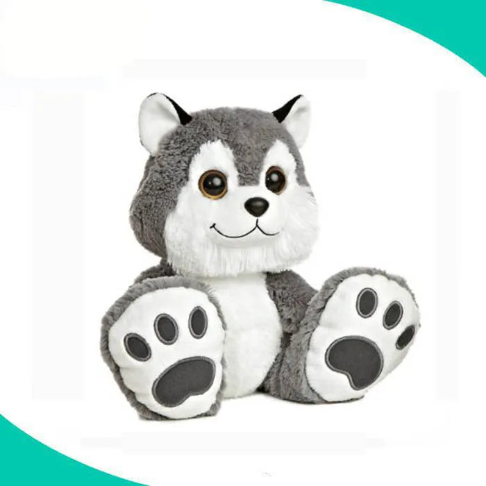 Custom wholesale super soft husky stuffed dog plush toy white grey husky plush toy