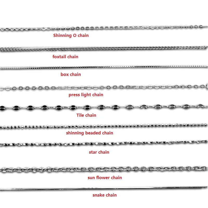 different types 925 sterling silver chains wholesale such as foxtail gold chain and gold box chain