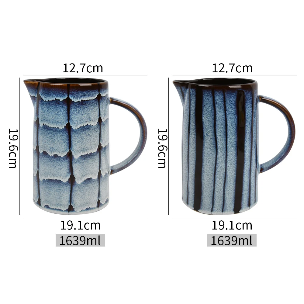 Vintage hotel restaurant large capacity big ceramic water tea jug reactive glaze porcelain milk pitcher for coffee