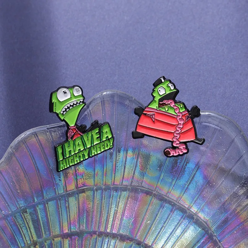 Cartoon green villain metal brooch series set all wear badges