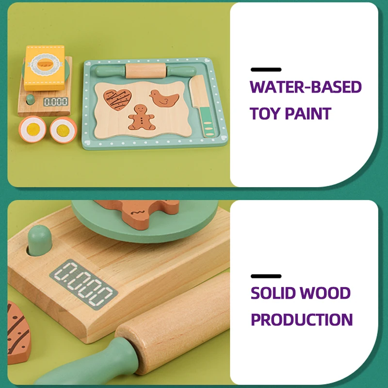 The new wooden cookies toy food kid pretend play food kitchen accessories with rolling pin gift for boys & girls 3 years and up