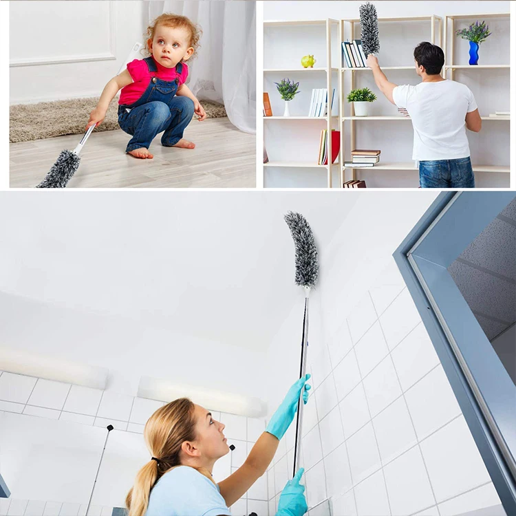 
OEM/ODM packing Popular practical wet or dry use microfiber duster with extension pole 