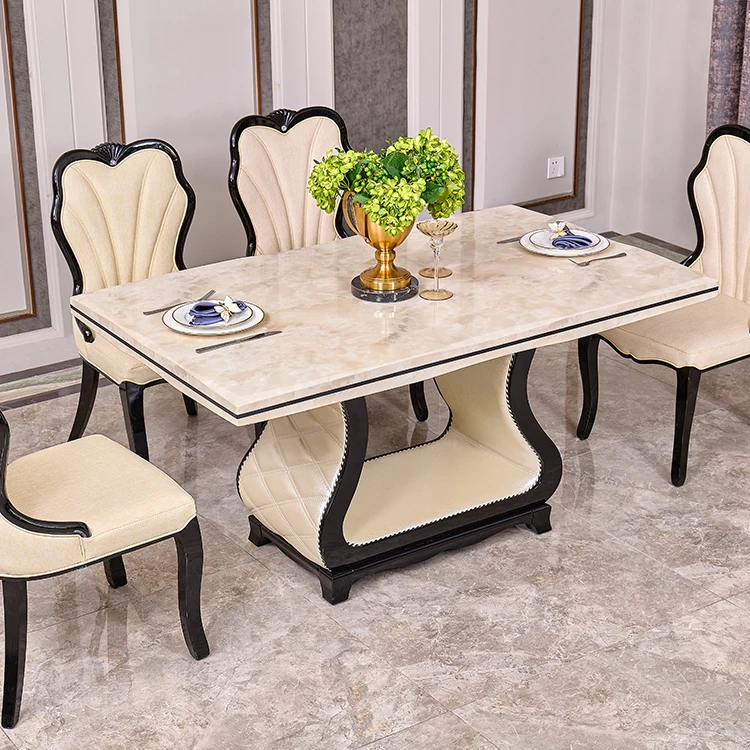 Luxury Rectangular Top Wooden White Dining Table Set Furniture Chairs Set Modern 4 Seats For Dining Room Table