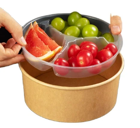 Disposable circular plastic inner tray bowl with interlayer separation layer