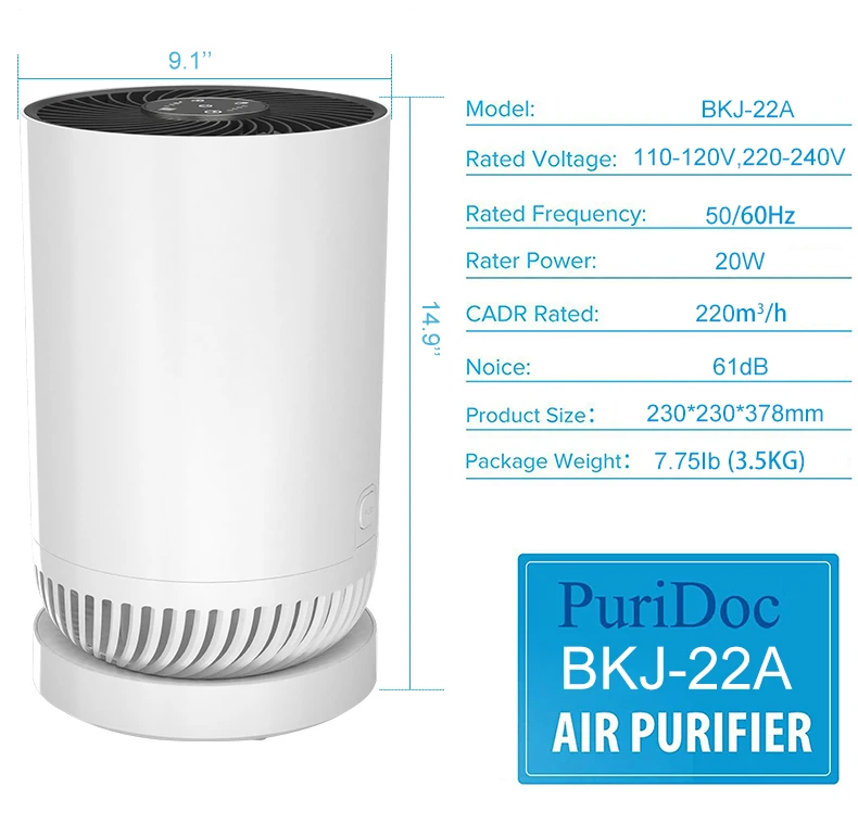 ABS Portable Ionizer Air Purifier with atmosphere lamp