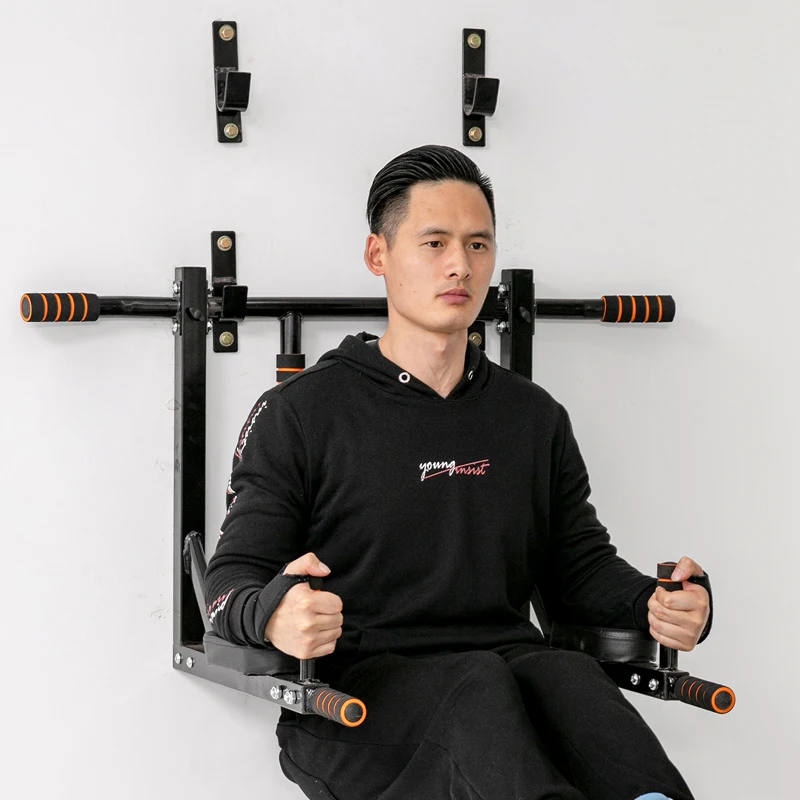 Indoor Home Gym All In One Wall Mounted Dip Station Chin Up Bar Power Tower Pull Up Bar