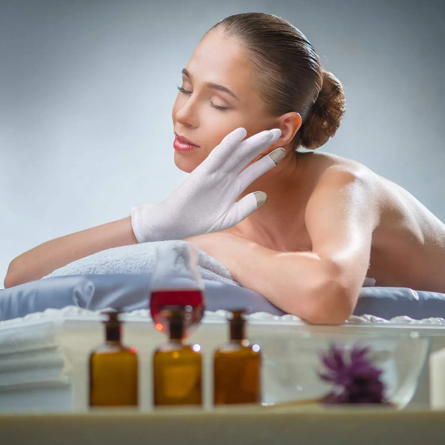 All Size Touch Screen Breathable White Cotton Spa Eczema Relief Skincare Overnight Sleeping Moisturizing Gloves For Dry Hands