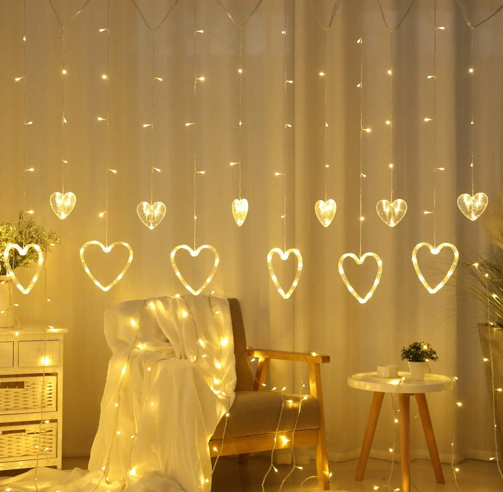 Factory made Wholesale Eid Ramadan Eid Decoration 138 LED Fairy Lights Christmas Fairy Led Moon Star Window Curtain Lights