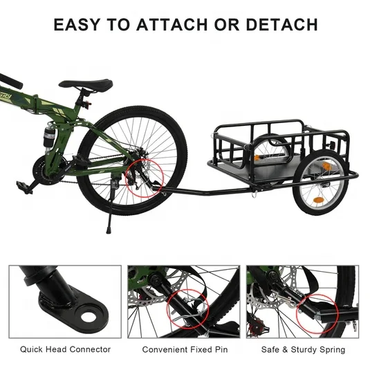 50Kg Load Capacity Folding Metal Utility Trailer Folding Camper Trailer Transportation Collapsible Bicycle Trailers For Adults