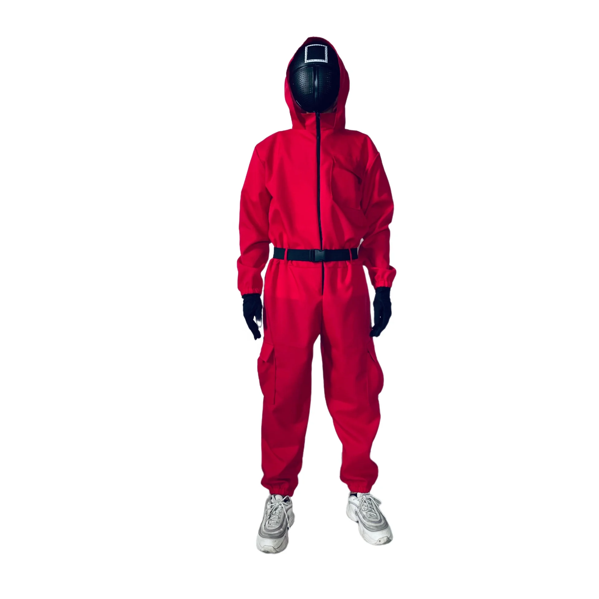 Wholesale Halloween Costume Squid Game Uniform Supervisor Cosplay Costume Red Suit Onesie Outfits Squid Game Jumpsuit