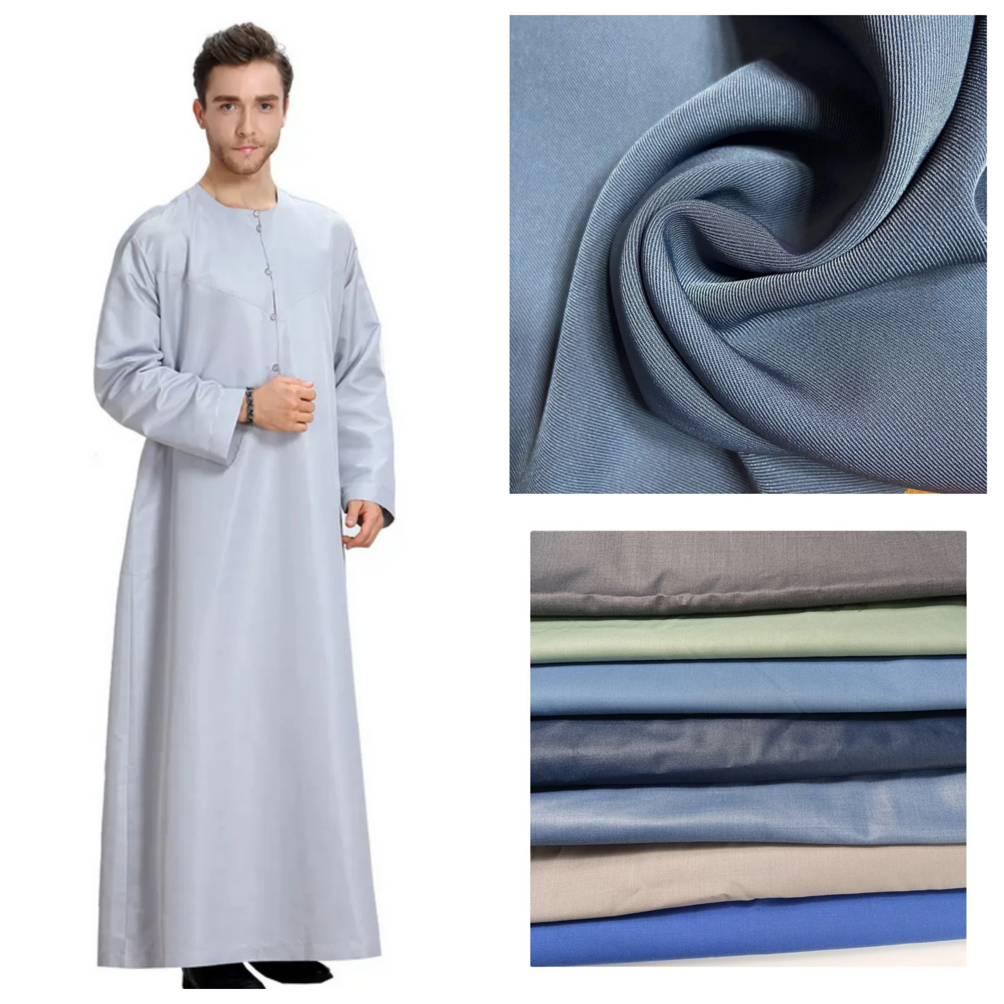 Best selling TR 80/20 100-180gsm Soft Arab Thobe Fabric Polyester Viscose Fabric For Men Thobe Muslim Suit