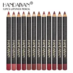 12 pcs/lot long-lasting waterproof 12 colors saturated matte lip liner lipstick pencil