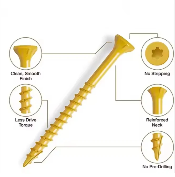 All Size Steel Torx  Countersunk Head Half-thread Screw  Long Screw Self -Tapping Decking Screws