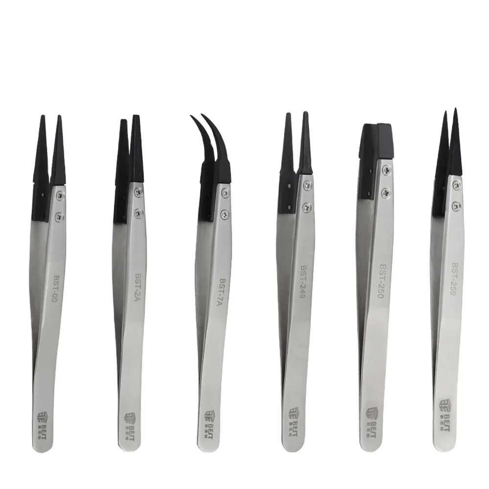 Rubber tipped tweezers replaceable tip esd tweezers