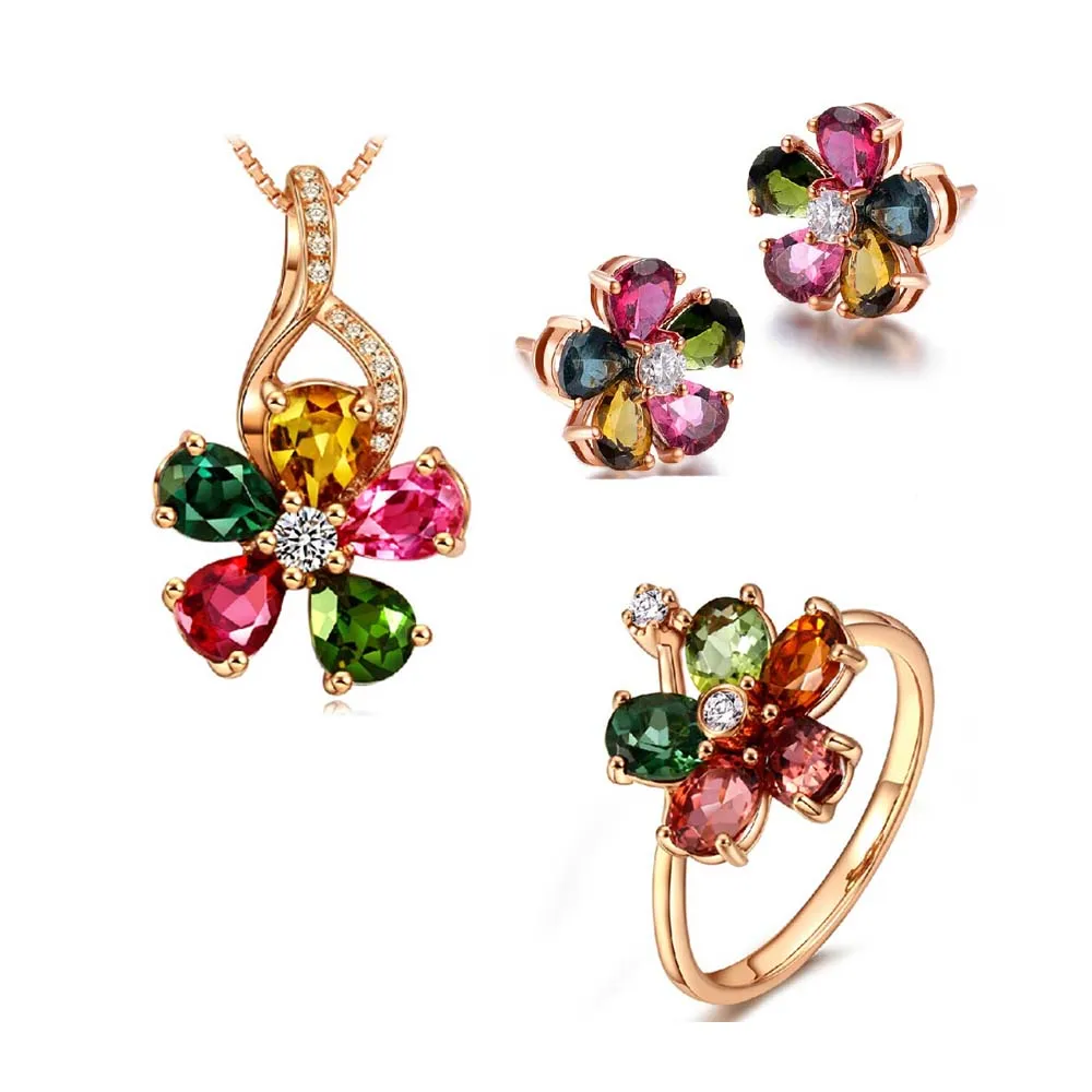 2SHE 925 sterling silver and copper brass Ring necklace earrings women jewlery set jewelry