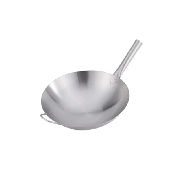High Quality 30cm-43cm 2.0mm 201 Thickness Stainless Steel One Handle Chinese Restaurant Hotel Cooking Wok For Sale