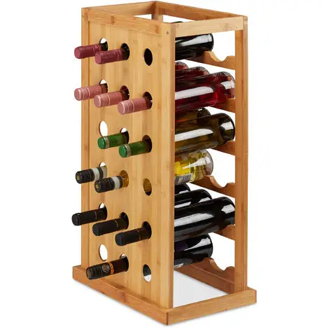6 tiers Wood Wine Rack Compact Wine Storage 18 Bottles Bamboo Bottle Shelf
