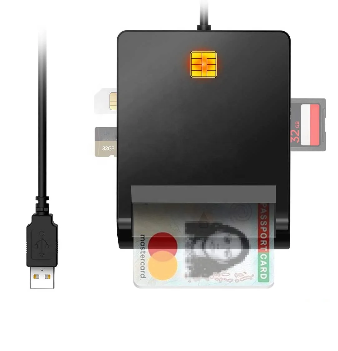  Считыватель смарт-карт USB считыватель карт cvc совместимый с Windows Mac OS и Linux SD MicroSD TF ATM IC