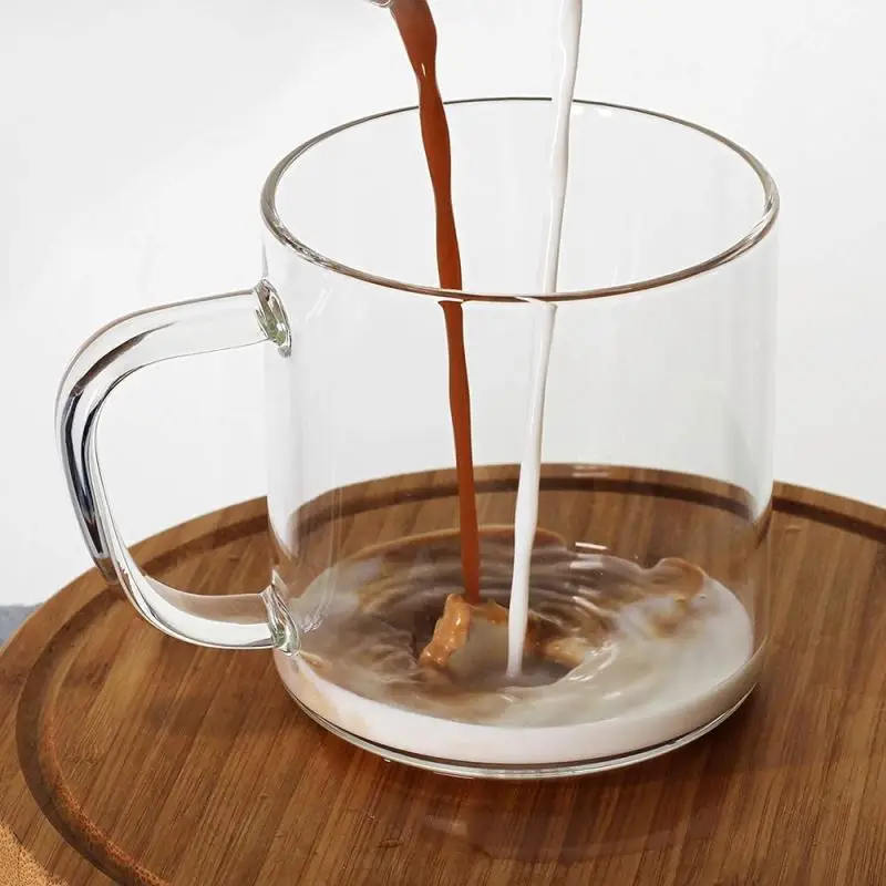 Glassware Factory Price Embossed Glass Coffee Mug Wholesale Transparent Glass Tea mug With Handle