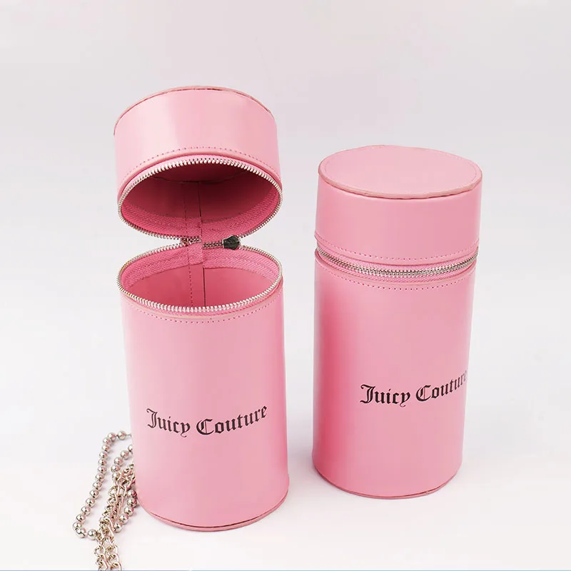 Fashion Retro Cylinder Leather Coin Purse Teenage Lipstick Phone Bag Bucket Portable Earphone Storage Bag Hanging
