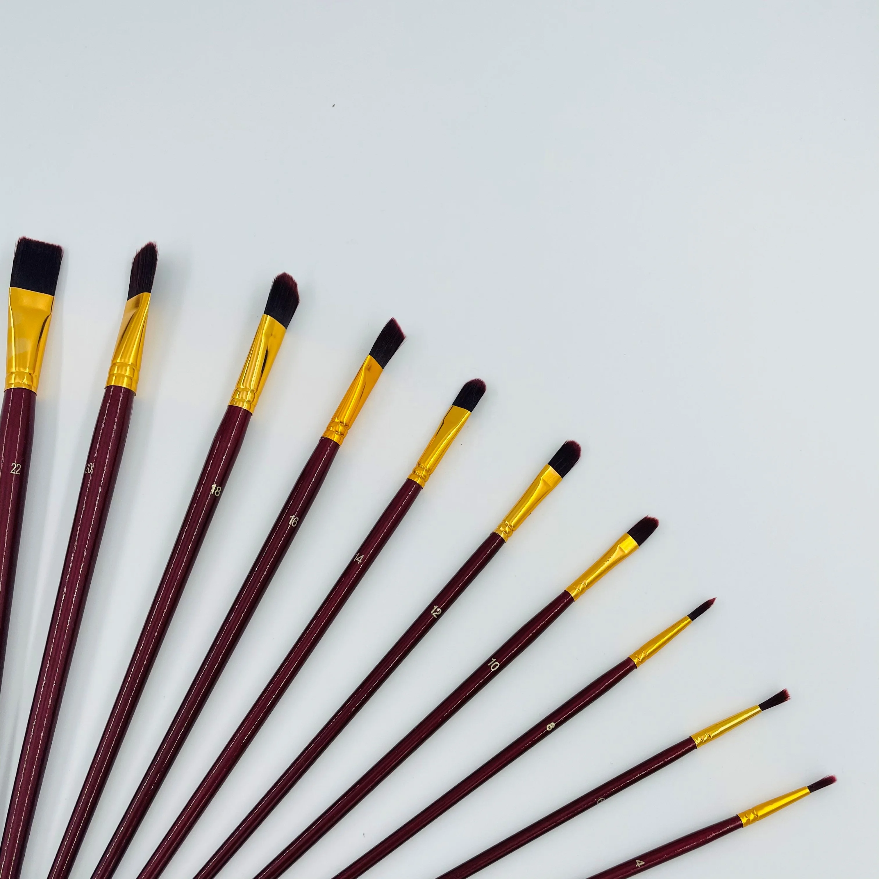 custom logo paint brushes with nylon Hair Bristles aluminum tube wooden handle artist oil paint brush set for watercolor paint