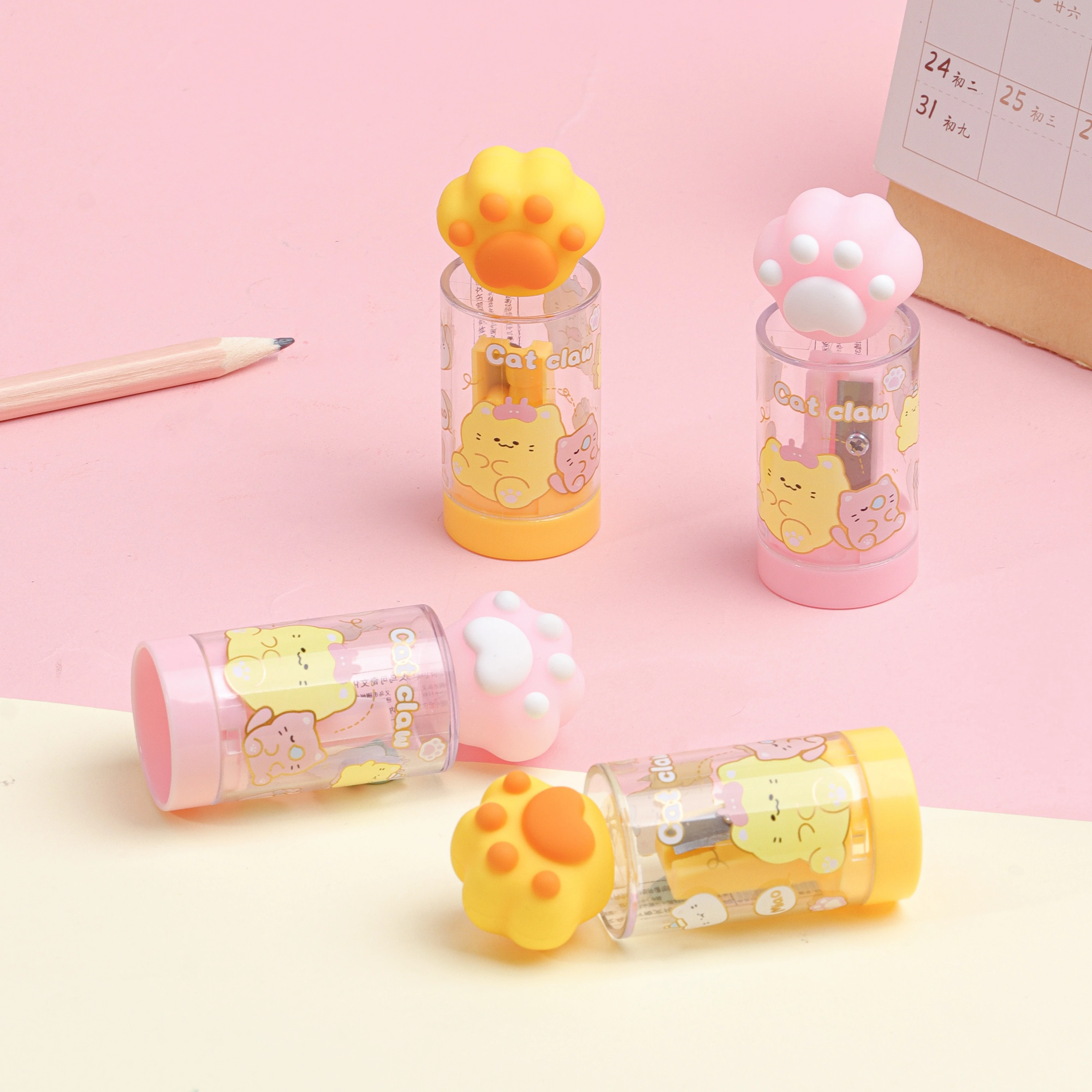KUKI 2023  hot sales Wholesale Cute Cartoon dolls Sharpener Creative For Kids Cat Paw School and Office Sharpener