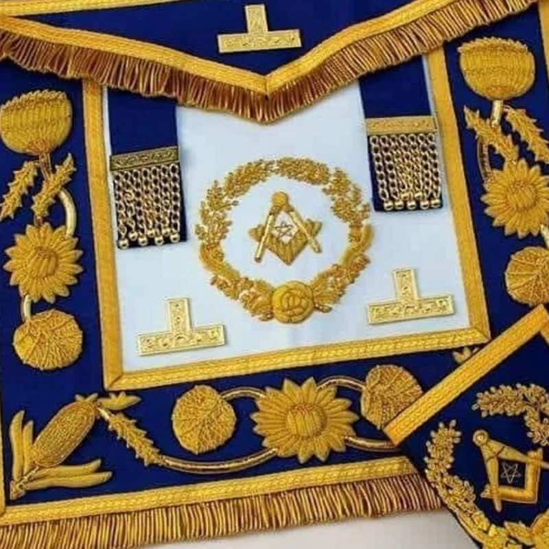 Masonic Past Master Blue Silk Border Apron