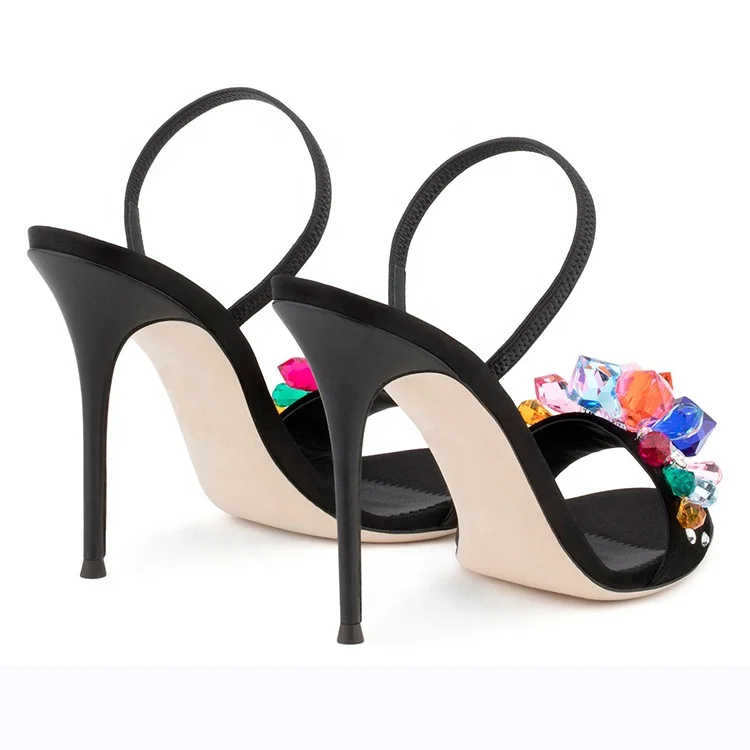 China shoe factory directly sell fashion crystal rhinestone women high heel party shoes hot sale ladies sandals