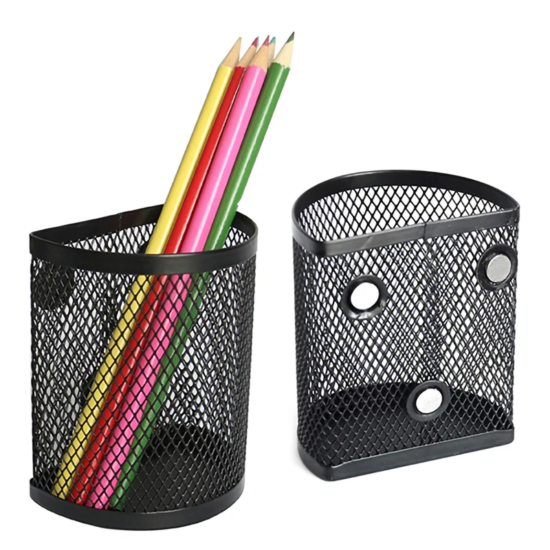 Mesh Metal Baskets Holder Container Storage Organizer Magnetic Pen Holder for Refrigerator Fridge