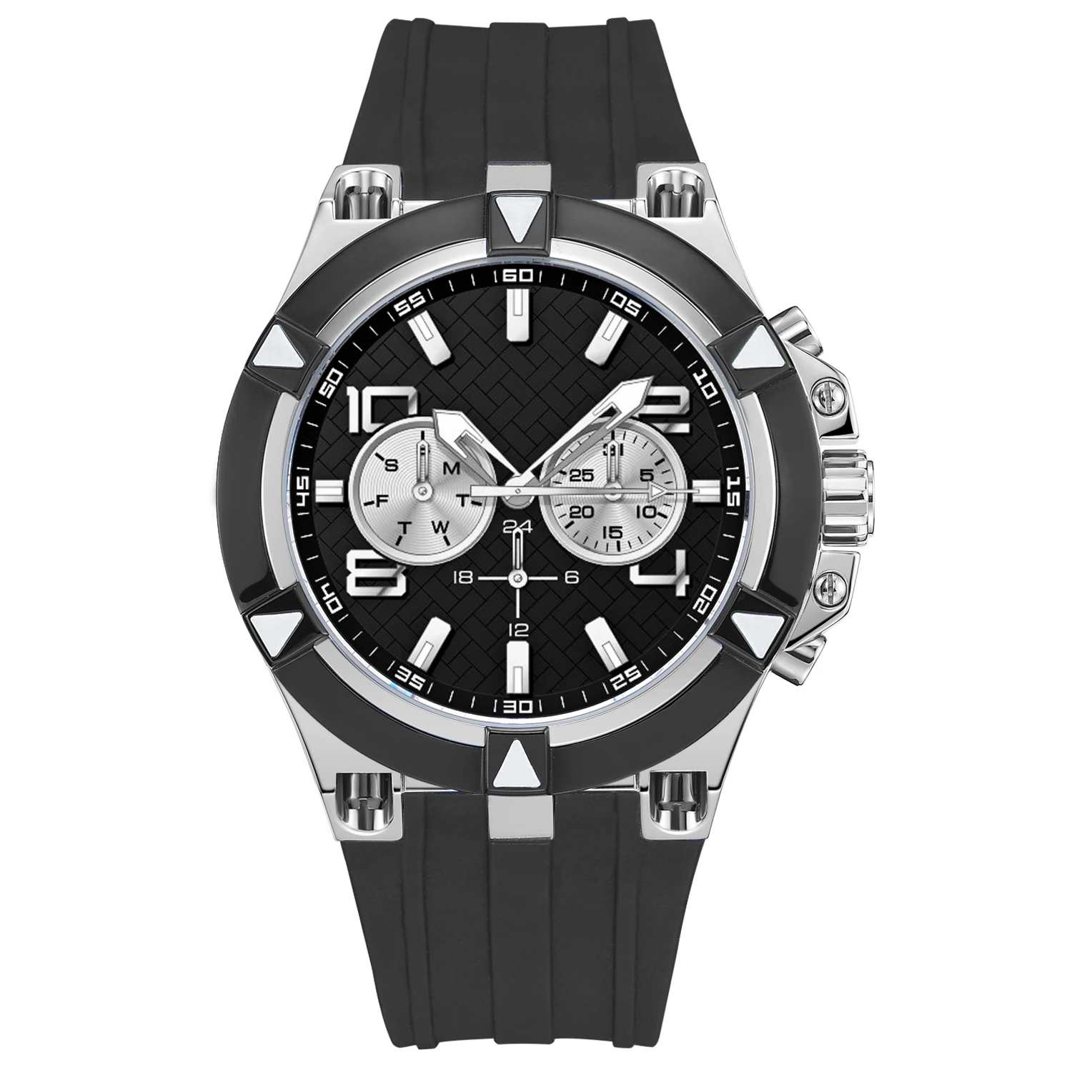 OEM Watch Brand Special Case Japanese Dual Time Watch  Mineral Glass Men Watches