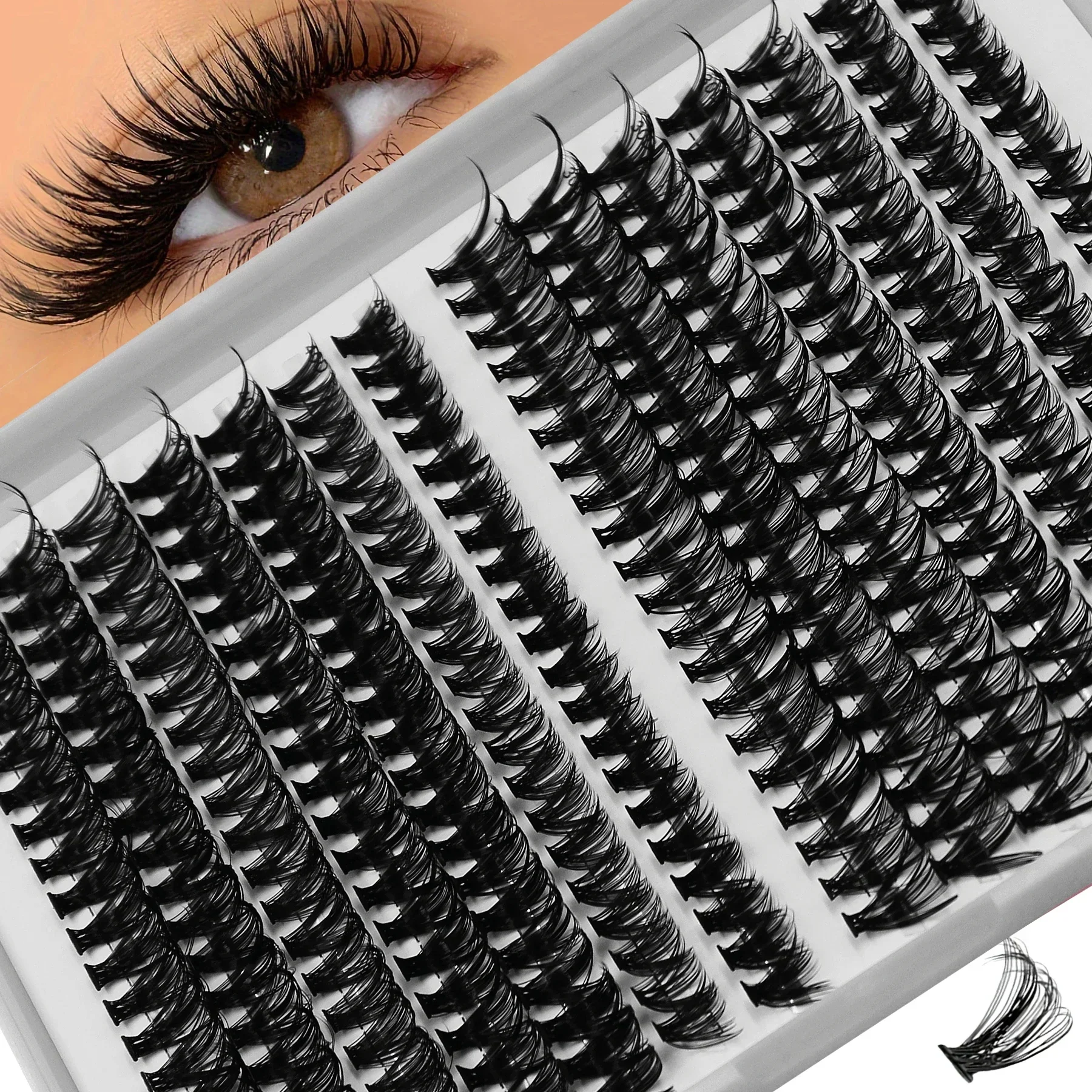 30D/40D Individual Lashes 280pcs DIY Lash Extension 9-15mm Mix Length, Wispy Cluster Reusable False Cluster Lashes