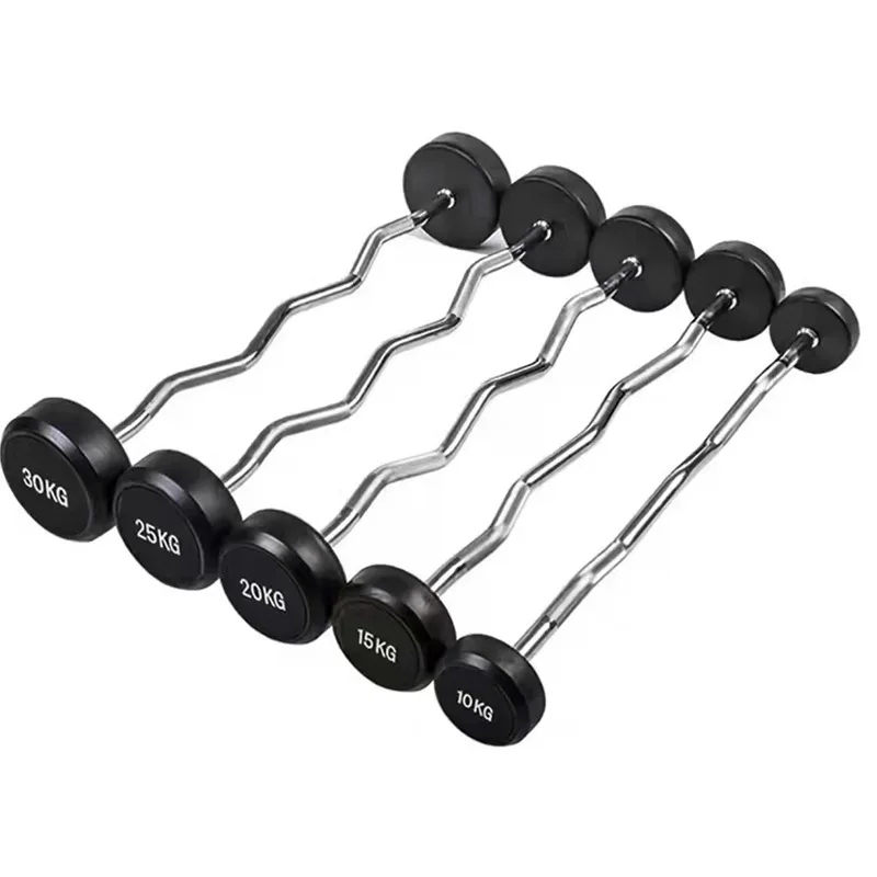 Unisex Straight Bar Barbell Set Fitness Equipment for Powerlifting Gym Weight Lifting with Fixed Steel Rubber PU Coated Bar