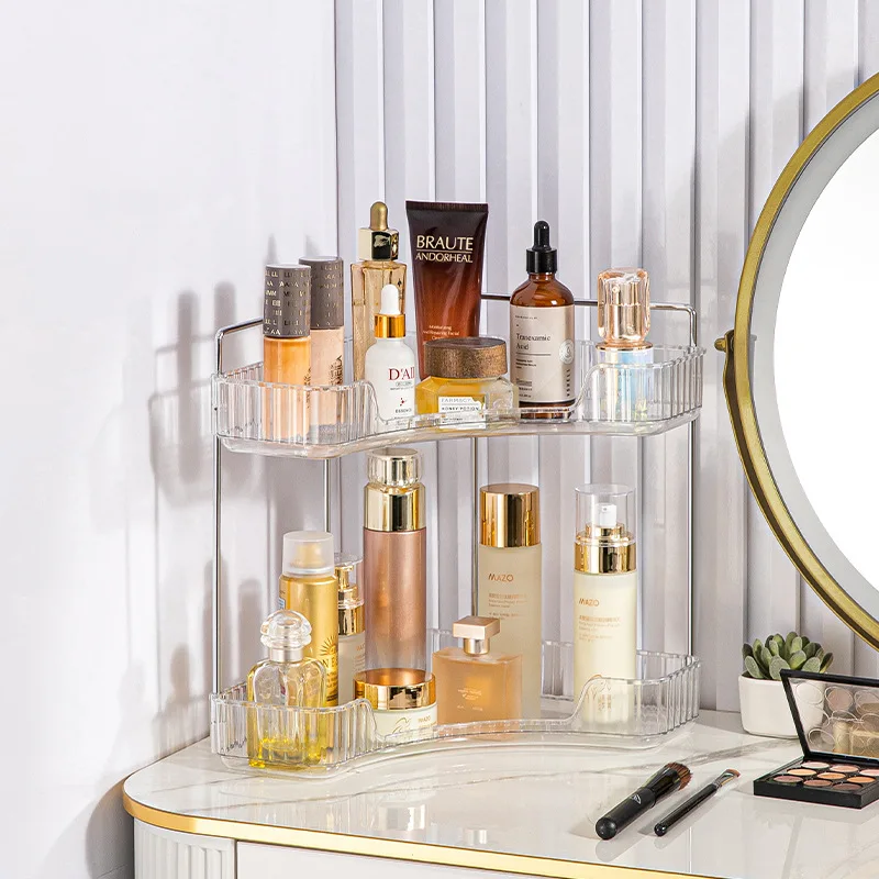 Light luxury 2-Tier storage rack Corner Shelf Organizer Cosmetics Bathroom jewelry desktop Storage