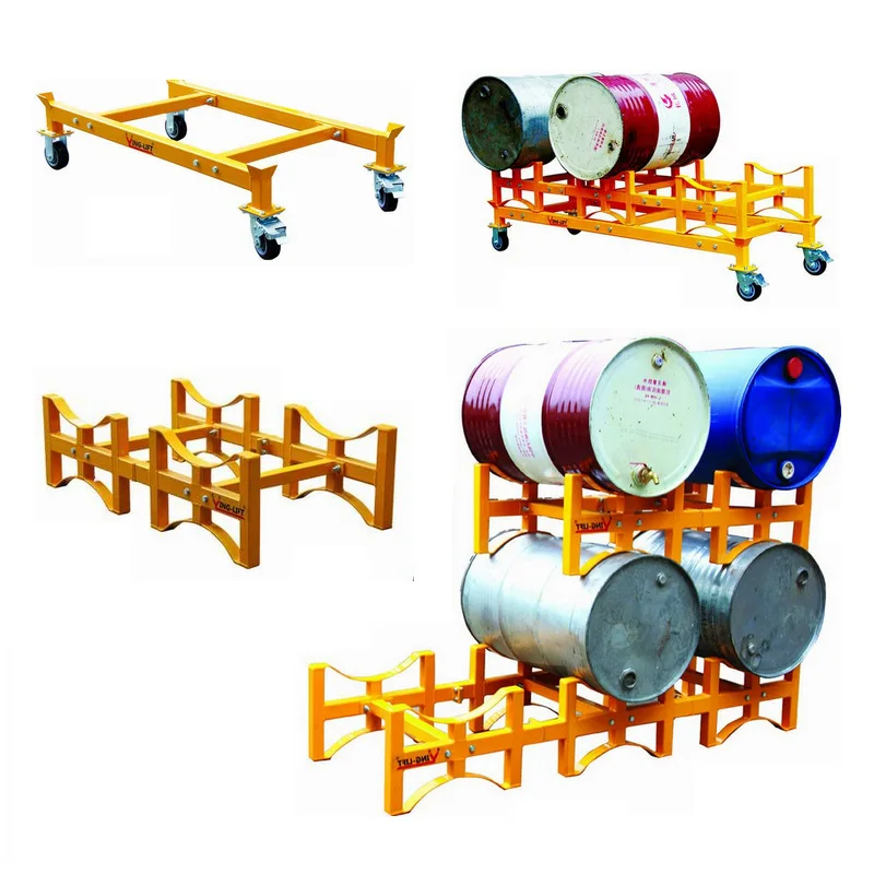 Mobile oil drum support rack truck three oil drum storage support platform oil drum rotary cleaning machine mixing machine