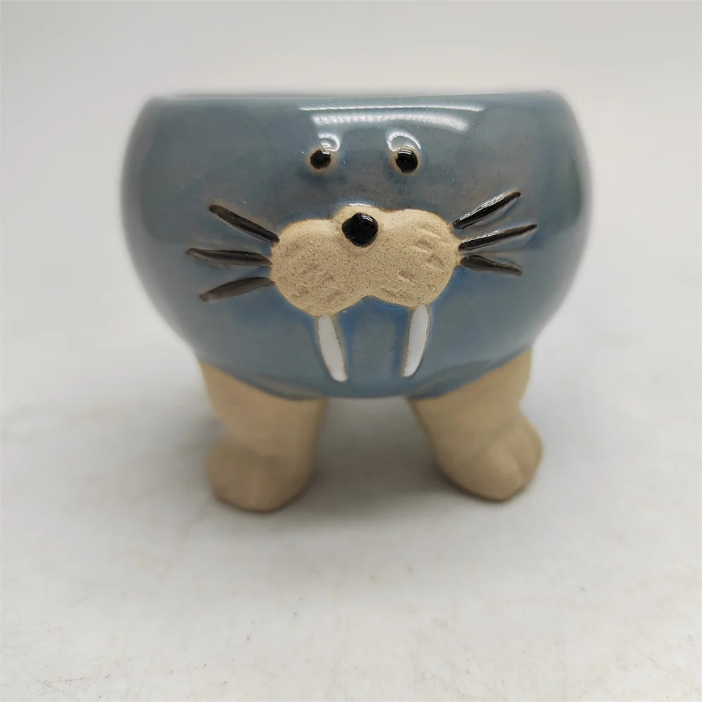 American country style garden decoration walrus blue small pot flower pot&planter for office home hotel decoration