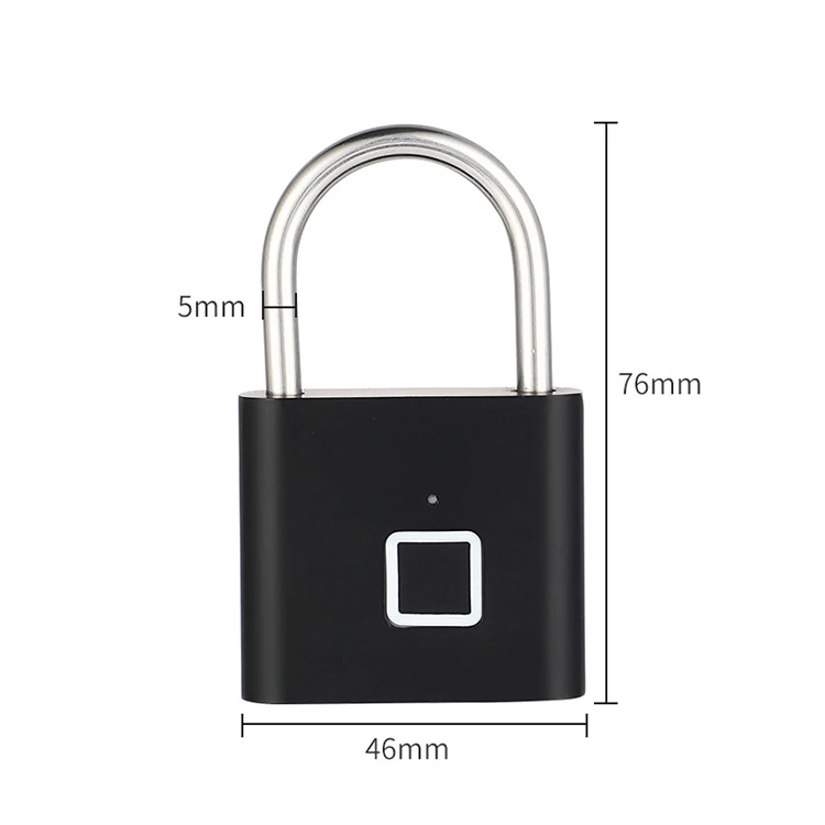Wide Uses Keyless Fingerprint Unlock Biometric Smart Lock Sturdy Waterproof Padlock USB Rechargeable Electric Lock