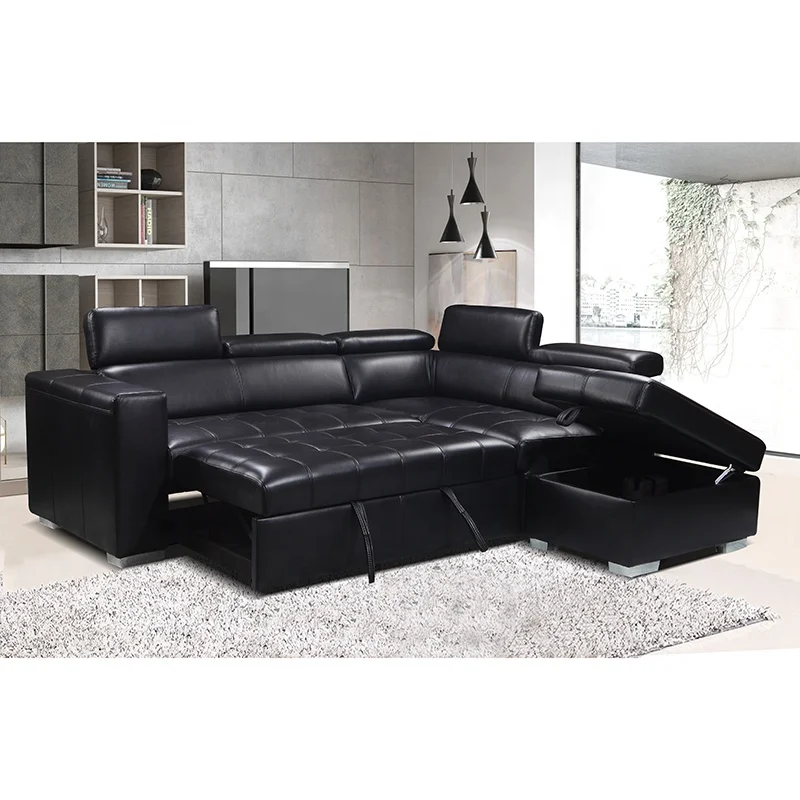 Modern Style Multi Functional Decoration Air Leather Fabric Living room sofa with Storage Foldable Sofa Bed Sleeper with Ottoman