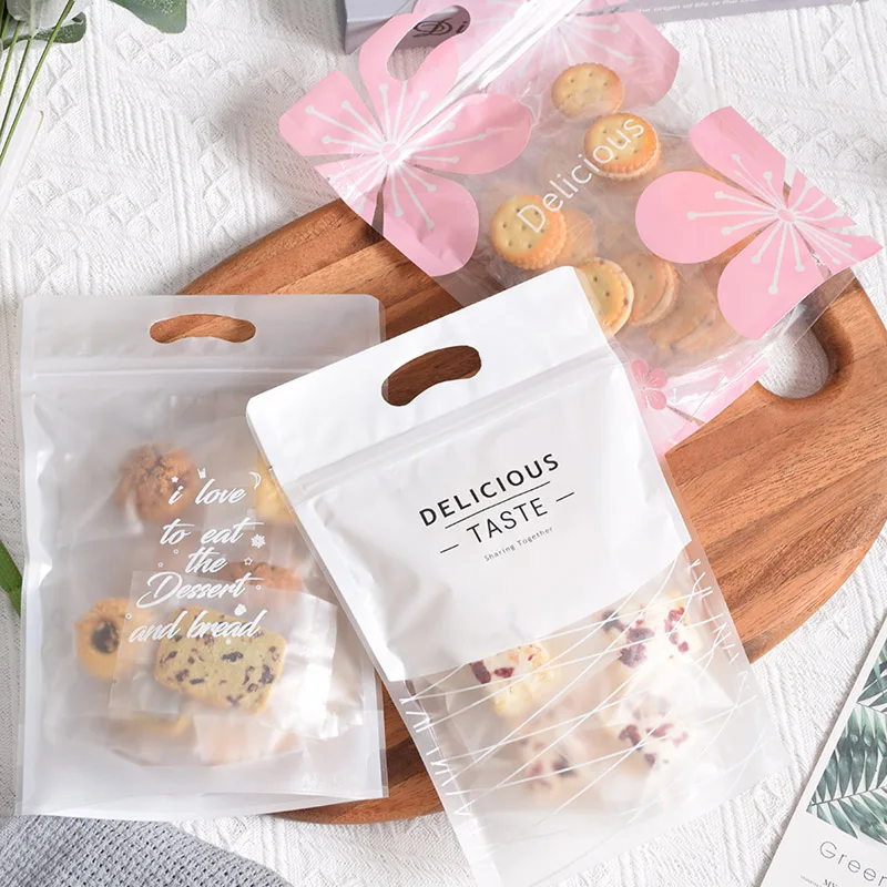 50 PCS  snowflake crisp packaging bag nougat candy biscuit self sealing package pouch transparent milk date almond storage bag