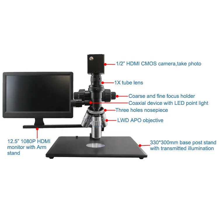 Semiconductor And PCB Inspection FM200CP-U High Power Digital Microscope With HD Industry Camera