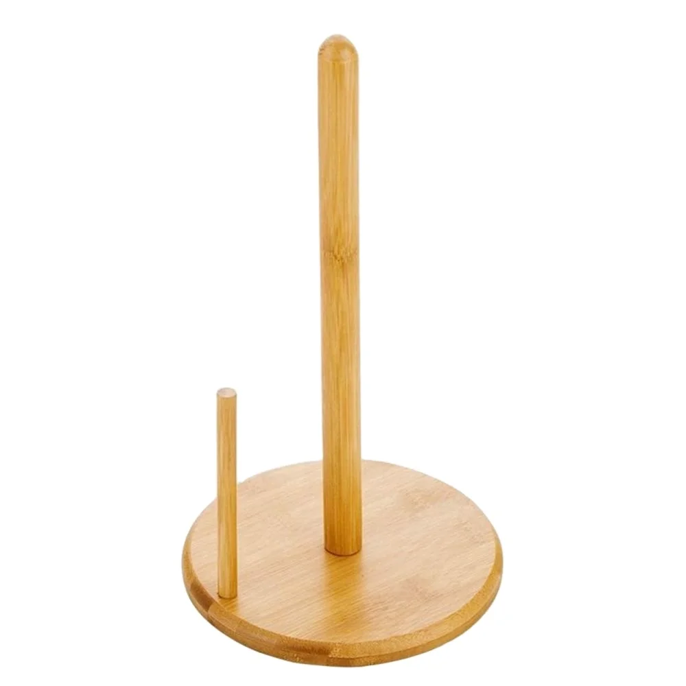 Bamboo Kitchen Roll Holder Paper Dispenser Rack Paper Towel Holder