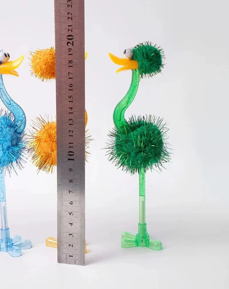 Wholesale Kawaii Creative Cartoon Ostrich Pen Ballpoint Pen Unique Cute lush Bird Blue Ballpoint Pen For Kids