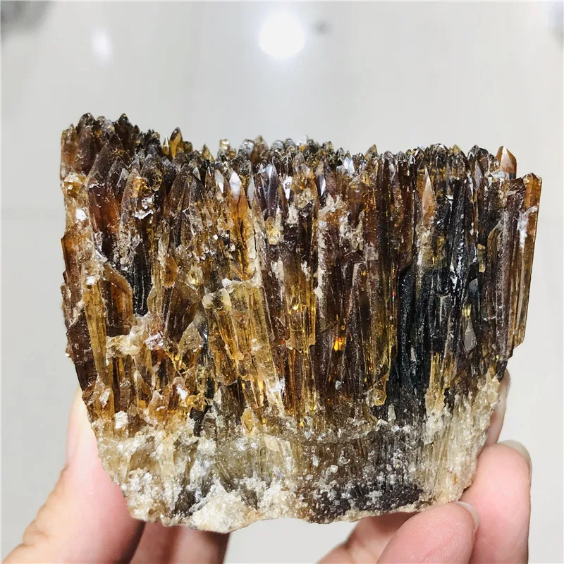 Natural Raw Rough Amber Calcite Specimen Chrysophoron yellow cluster Quartz Crystal Mineral Specimen